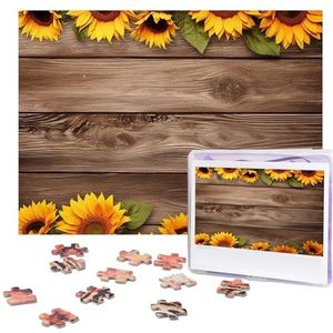 Zonnebloemen houten plankpuzzels 500 stuks gepersonaliseerde legpuzzels voor volwassenen fotopuzzel houten puzzel cadeau thuis kunst muur opknoping decor voor verjaardag bruiloft Valentijnsdag