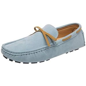 Heren loafers schoen ronde neus PU-leer rijstijl loafer flexibel comfortabel antislip klassieke instapper(Light Blue,35 EU)