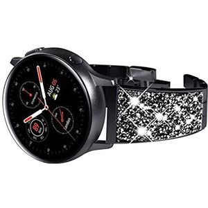 INEOUT Dure horlogeband Compatibel met Samsung Galaxy Horloge 3 41mm / Galaxy Horloge 4/4 Classic Band Bling Dames Meisje Dressy Vervanging Strap (Color : Black, Size : Watch4 Classic 42mm)