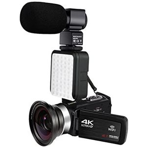 Videocamera Camcorder 4K videocamera camcorder 3 0 fps Ultra Hd Digitale VLOGGING VIDEO CAMERA 16X DIGITALE ZOOM FILL LICHT WIFI VLOG RECORDER Multifunctionele vlogcamera(32G SD Card,Blue)