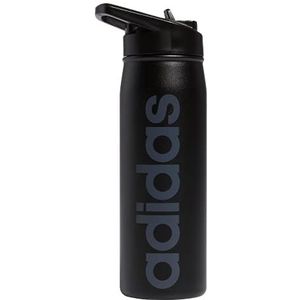 adidas 18/8 Stainless Steel Straw Top Metal Water Bottle, Black/Onix, 600 ml (20 oz)