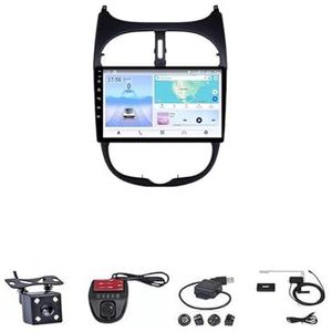 9 Inch Autoradio Voor Peugeot 206 2001-2008 Carplay Android Navigatie GPS Bluetooth Multimedia Speler Smart Automotive Systeem(WIFI 1G+16G)