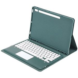 Toetsenbordhoes met Bluetooth-Toetsenbord, 12,4 Inch Donkergroene Krasbestendige Toetsenbordhoes voor S7 FE 2021 (Met touchpad)