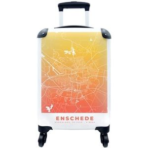 MuchoWow® Koffer - Stadskaart - Enschede - Nederland - Oranje - Past binnen 55x40x20 cm en 55x35x25 cm - Handbagage - Trolley - Fotokoffer - Cabin Size - Print