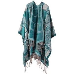 UBOHUZ Kasjmier Poncho Vrouwen Man Jacquard Sjaal Winter Warme Sjaal Cape Deken Stola Mantel Voor Lente Herfst Winter, Blue01, One size