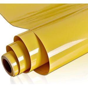 Keuken oliebestendige film PVC effen kleur zelfklevend vinylbehang waterdichte film doe-het-zelf renovatie oliebestendige muurstickers keukenkast thuis stickers voor keuken aanrecht (glanzend geel, 90