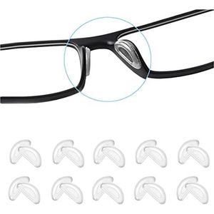 Bril Neuspads siliconen neuspads antislip zelfklevende neuspads voor brillen zonnebrillen, 10 paar, transparant