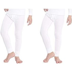 orbiz 2 stuks thermo-ondergoed voor kinderen, uniseks, jongens, meisjes, lange onderbroek, kinderbroek, warme winterbroek, Wit, 4-5 jaar