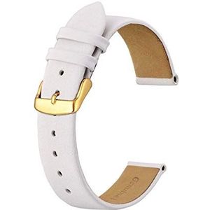 14mm/16mm/18mm/20mm Vrouwen Klassieke Kleurrijke Zachte Lederen Ademend Pin Gesp Horloge Band Armbanden Vervanging, Witte horlogeband met gouden sluiting, 20mm, riem, Classic