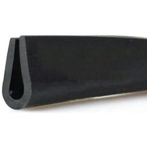 Zwart rubberen U-vormige randafdichtstrips Tochtstrip Anti-botsing Beschermend metalen paneel Glazen rand met klemgroef-rond (1,5-2) x8x15mm-5 meter