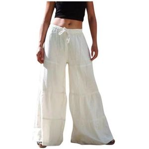 yk8fass Casual broek met wijde pijpen ni-7500, Wit, 4