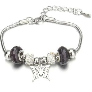 Levensboom vlinder bedelarmbanden kristal kralen armband vrouwen roestvrij staal armbanden & armbanden sieraden cadeau