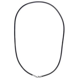 45/50/55/60cm Zwart Rubberen Lederen Ketting Ketting Voor Vrouwen Mannen Handgemaakte Gevlochten Touw Roestvrij stalen Sluiting Hals Hanger Ketting-3mm-50cm