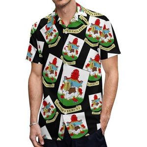 Wapenschild van Bermuda heren shirts met korte mouwen casual button-down tops T-shirts Hawaiiaanse strand T-shirts S