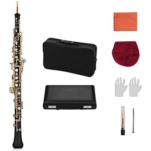 KLKL Professionele Hobo C Sleutel Semi-automatische Stijl Vernikkelde Toetsen Houtwind Instrument Met Hobo Riet Handschoenen Lederen Case Draagtas professionele hobo (Color : Gold-plated Keys)