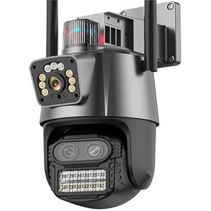 Groothoek beveiligingscamera, 4K 9MP HD IP Camera Outdoor 8X Zoom Drie Lens Dual Screen Wifi PTZ Camera 6MP Politie Licht alarm Video Surveillance Eenvoudig in te stellen (Color : 1, Size : 6MP Add
