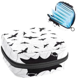 Opbergtas voor maandverband, menstruatiecup zakje, menstruatiezakorganizer voor vrouwelijke pads, tampons, horror Halloween-vleermuizen