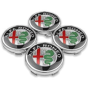 4-delige Naafdoppen voor Alfa Romeo Giulietta Spider GT Giulia Mito 147/156/159/166 Stelvio 60mm, Wieldecoratiedeksel, Wieldoppen, Naafdop, Stof/Waterdicht/Slijtvast/Met logo