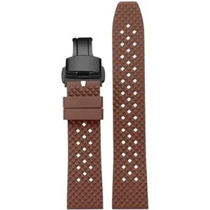 Quick Release Fluoro Rubber Horlogeband Waterdicht Heren for Seiko for Breitling for IWC Zwart Quick Release Horlogeband Stomatal Band (Color : Brown Black Folding, Size : 22mm)