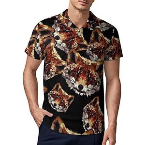 Geometrische vos heren golf poloshirt zomer korte mouw T-shirt casual sneldrogende T-shirts L