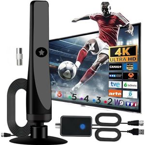 DVB-T/DVB-T2-antenne, tv-antenne, rewave tv-antenne voor binnen smart-tv, tv-antenne, signaalbooster, universele hoge versterking voor binnen en buiten, voor binnen, Smart TV