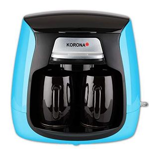 Korona 12207 Compact koffiezetapparaat, blauw-zwart, incl. 2 keramische kopjes, permanente filter, 2 kopjes koffiezetapparaat, mini-koffieautomaat