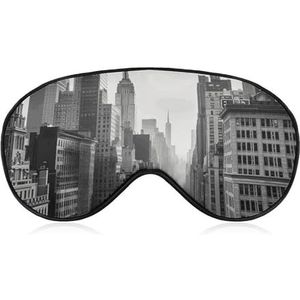 Zachte verduisterende slaap oogmasker zwart en wit New York reizen ooghoezen nul oogdruk super lichtgewicht zijdezachte blinddoek met verstelbare riem voor vrouwen mannen