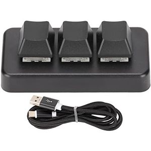 Toetsenbord met 3 Toetsen, Universeel RGB-verlicht Mini-toetsenbord met 3 Toetsen USB-interface Mechanisch Programmeerbaar Plug-and-play Macrotoetsenbord(zwart)