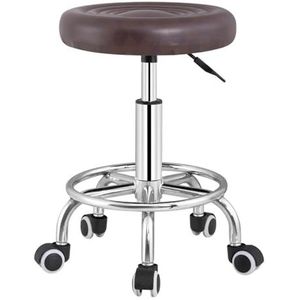 FXLUHAY Heavy Duty rolkrukken met wielen verstelbare kruk met PU-leder gewatteerde salon kantoor winkel kale spa tatoeage massage medische draaibare ontwerpen (bruin)