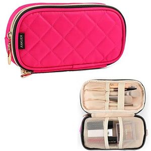 ANKUER Reizen make-up tas voor vrouwen: kleine cosmetische tas organisator cosmetische case zakje voor meisjes, rozerood, Compact