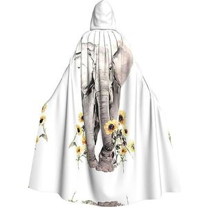 Olifant en zonnebloem print Hooded Robe, Unisex Volwassenen Hooded Mantel, Carnaval Cape voor Halloween Cosplay Kostuums