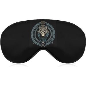 Viking Nordic Runes Wolf Centered Slaapmasker met verstelbare riem, comfortabel zacht oogmasker, slaaphulp, lichtblokkerende oogmaskers