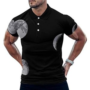 Maanfase Casual Poloshirts Voor Mannen Slim Fit Korte Mouw T-shirt Sneldrogende Golf Tops Tees 5XL