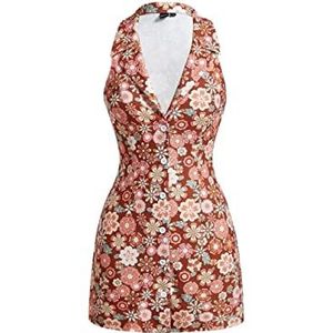 jurken voor dames Allover jurk met bloemenprint en knopen aan de voorkant (Color : Multicolore, Size : X-Small)