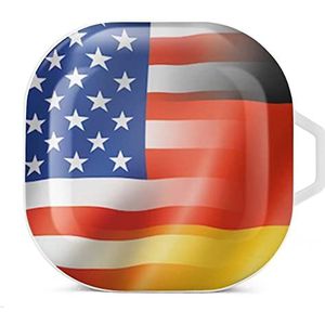 Amerikaanse en Duitse vlaggen oordopjes hoesje compatibel met Samsung hard shell beschermhoes witte stijl