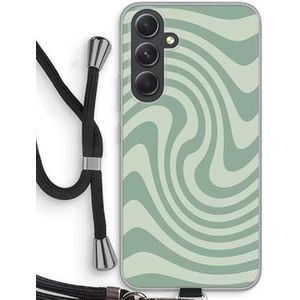 Case Company® - Samsung Galaxy A54 hoesje met Koord - Swirl Groen - Telefoonhoesje met Zwart Koord - Bescherming aan alle Kanten en Over de Schermrand