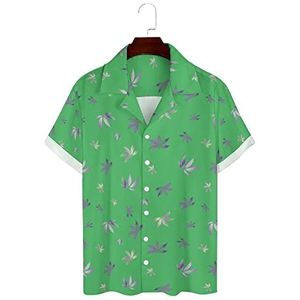 Paarse wiet bladeren heren Hawaiiaanse shirts korte mouw Guayabera Shirt Casual Strand Shirt Zomer T-shirts 3XL