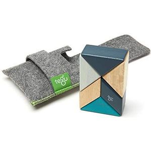 TEGU 5700511 Houten bouwstenen, magnetisch, blauw, met praktische vilten tas, houten speelgoed voor kinderen vanaf 12 maanden