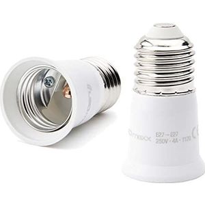 Lamphouder adapter converter fitting wit E27 naar E27 verlenging voor gangbare lampen (LED, halogeen, spaarlamp)