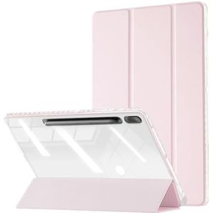 Tri-fold Stand Tablet Case Geschikt for Samsung Galaxy Tab S6 Lite 10.4 inch Tab S7 Plus S7 FE S8 Plus 12.4 inch Case(Pink,Tab S6 Lite 10.4inch)