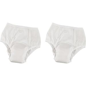 2 Set wasbare absorberende incontinentiehulp, katoenen ondergoed slips voor vrouwen, M, wit