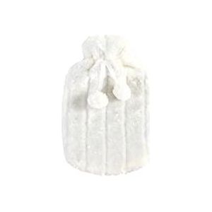 DieffematicRSD Warmwaterkruik Hoes for warmwaterkruik Pluizige hoes Huid Natuurrubber Pompom Winter Nepbont Warme grote warme handtas (Color : White)
