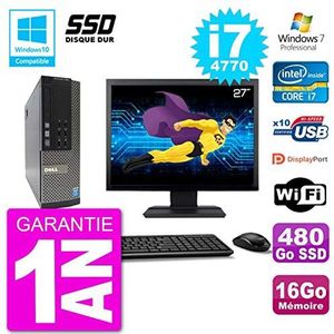 Dell PC 7020 SFF beeldscherm 27"" Intel i7-4770 RAM 16Go SSD 480Go DVD-brander WiFi W7 (gereviseerd)