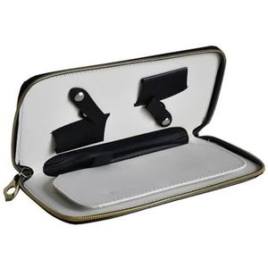 FOVAOK Nieuwe Salon Haar Schaar Tas Voor Kapper Clips Kam Kapper Styling Gereedschap Accessoires PU Lederen Case, Zwart, 2PCS