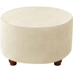 HEUchuan 1 STKS Zachte Fluwelen Ottomaanse Kruk Cover Woonkamer Ronde Elastische Voetsteun Cover All-inclusive Voetkruk Seat Slipcover Slaapkamer Vierkante Voetbank Cover (A1 Beige)