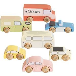 Le Toy Van - TV443 - Speelgoedvoertuigen voor kinderen vanaf 3 jaar, milieuvriendelijke FSC-houten auto's, rollenspel, 7-delige set, vintage voertuigen, cadeau voor kinderen