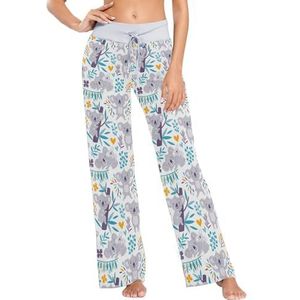 Mnsruu Dames pyjamabroek Leuke Koala Bears Floral, C45, XL