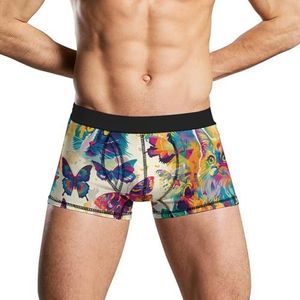 Kleurrijke Katten Vlinders Aquarel Heren Ondergoed Ademend Boxer Slips Zachte Stretch Boxers Trunks