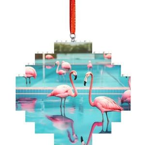 Flamingo En Zwembad Spannende Diamant Bouwsteen Puzzel-Boeiend,Stressverlichtende leuke puzzel