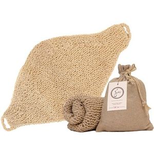 Natuurlijke loofah exfoliërende bodyscrubber, loofah voor mannen en vrouwen, handgemaakte duurzame wasdoek, rugscrubber met handgrepen voor bad en douche, diepe reiniging, huidverzorging, Koerdische